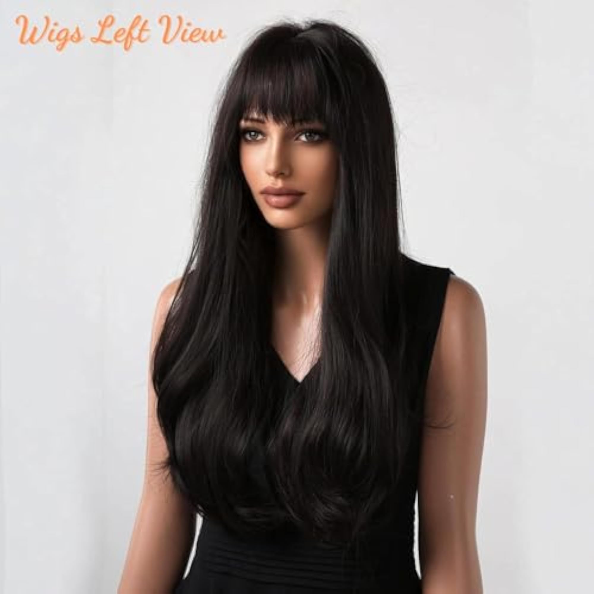 Women's Layered Wig with Bangs, Heat Resistant Fiber